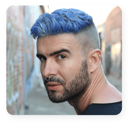emotional glamorous urban blue hair