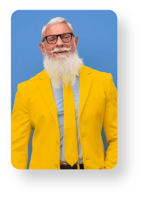 older hip man great hair gray
