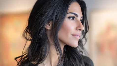 Woman with thick, healthy dark hair after hair restoration for women in Cook County
